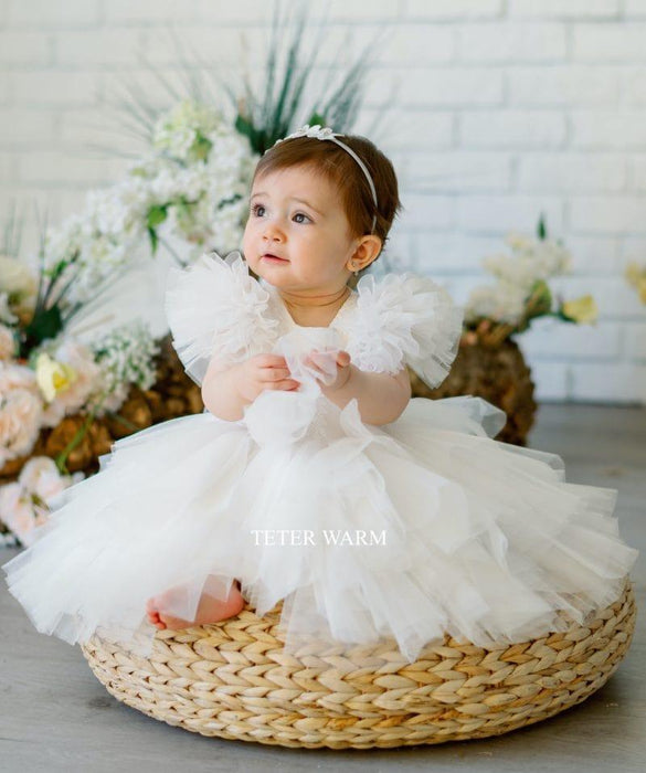 Teter Warm - Teter Warm Baby Girls Baptism Off White Dress BH88