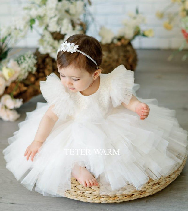 Teter Warm - Teter Warm Baby Girls Baptism Off White Dress BH88