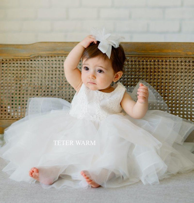 Teter Warm - Teter Warm Baby Girls Baptism Off White Dress BS01