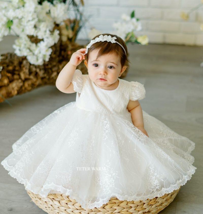 Teter Warm - Teter Warm Baby Girls Baptism Off White Dress BS14