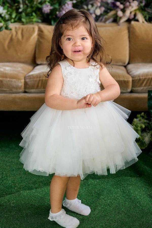 Teter Warm - Teter Warm Baby Girls Baptism Off White Dress BS24