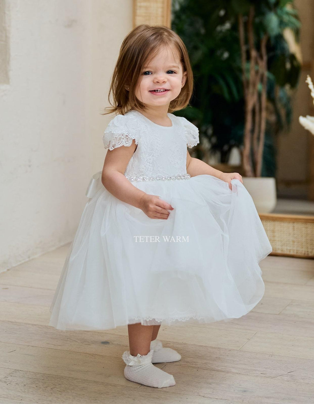 Teter Warm - Teter Warm Baby Girls Baptism Off White Dress BS89-P