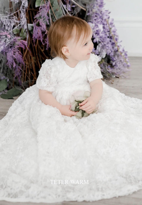 Teter Warm - Teter Warm Baby Girls Baptism Off White Dress With Bonnet BS21L