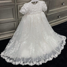 Teter Warm - Teter Warm Baby Girls Baptism Off White Dress with Long Gown & Bonnet B116