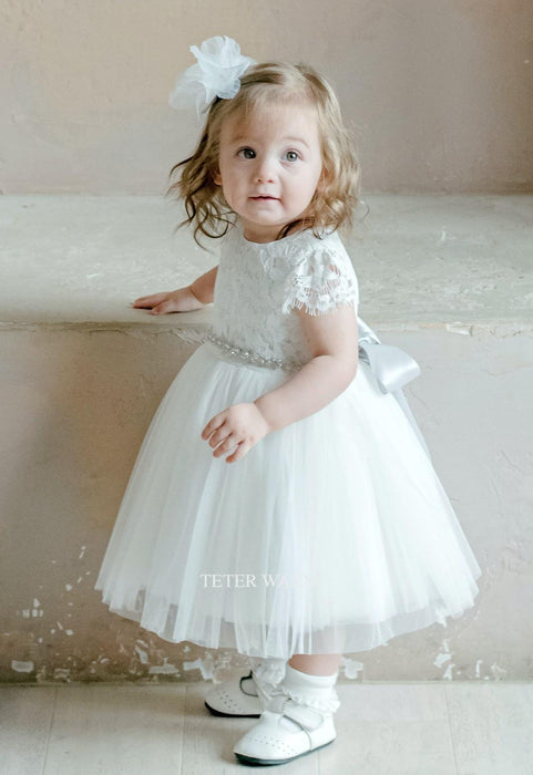 Teter Warm - Teter Warm Baptism Baby Girls Off White Dress B706