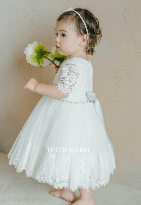 Teter Warm - Teter Warm Flower Girl Off White Dress FS217