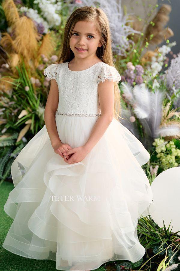 Teter Warm - Teter Warm Flower Girls Off White Dress FS05P