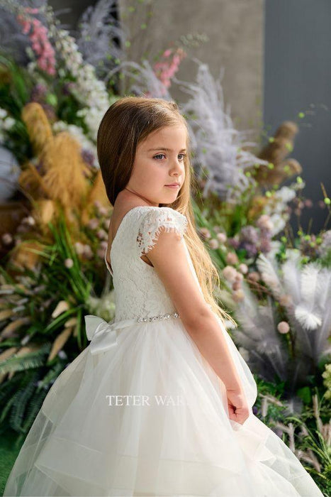 Teter Warm - Teter Warm Flower Girls Off White Dress FS05P