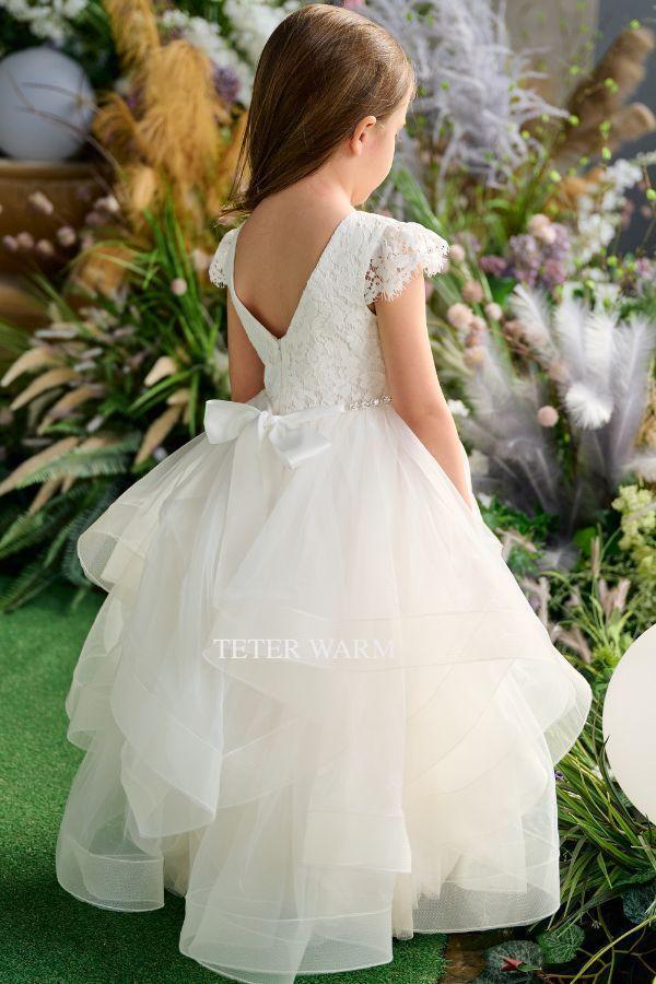 Teter Warm - Teter Warm Flower Girls Off White Dress FS05P