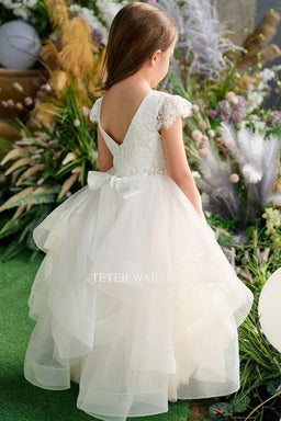 Teter Warm - Teter Warm Flower Girls Off White Dress FS05P