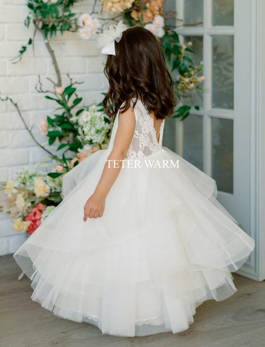 Teter Warm - Teter Warm Flower Girls Off White Dress FS10