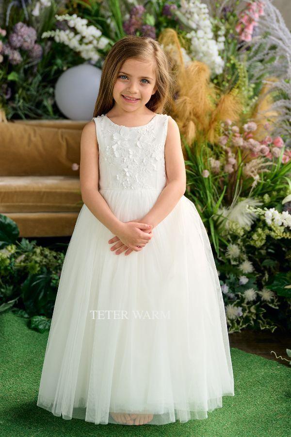 Teter Warm - Teter Warm Flower Girls Off White Dress FS116-F