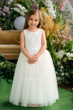 Teter Warm - Teter Warm Flower Girls Off White Dress FS116-F