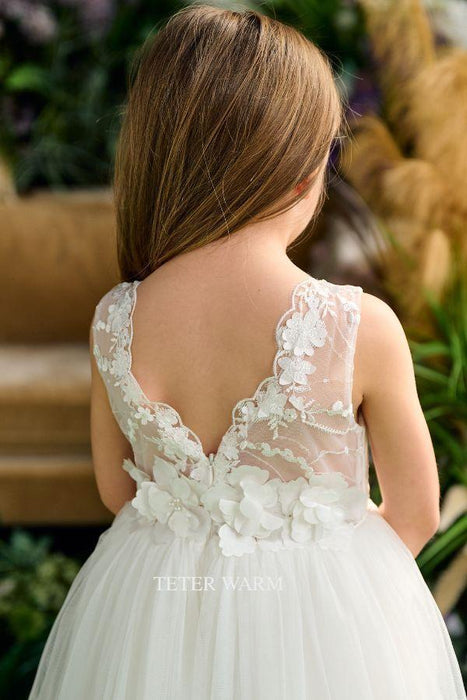 Teter Warm - Teter Warm Flower Girls Off White Dress FS116-F