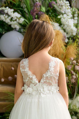 Teter Warm - Teter Warm Flower Girls Off White Dress FS116-F
