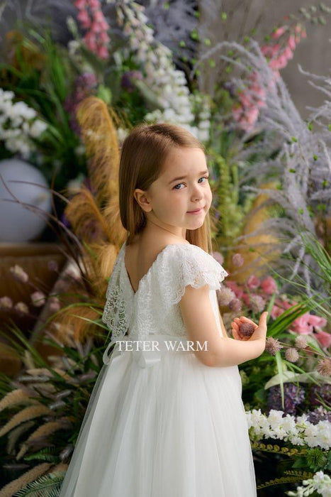 Teter Warm - Teter Warm Flower Girls Off White Dress FS12