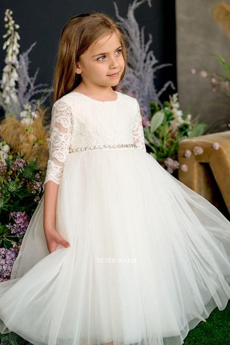 Teter Warm - Teter Warm Flower Girls Off White Dress FS14