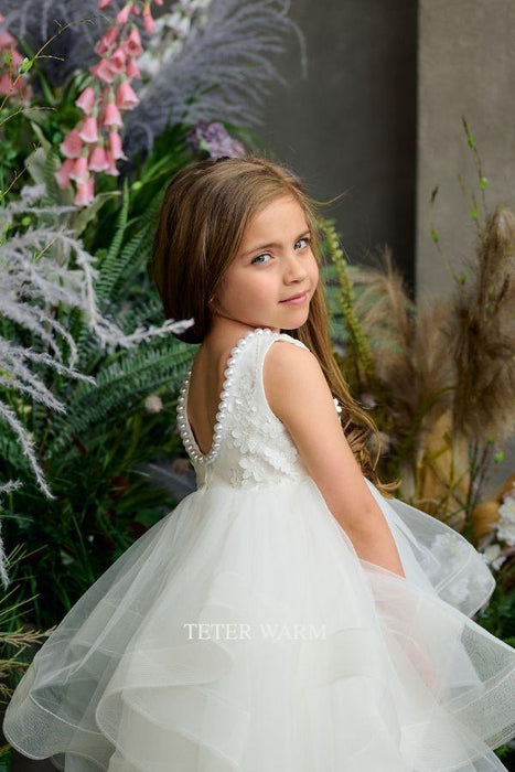 Teter Warm - Teter Warm Flower Girls Off White Dress FS60