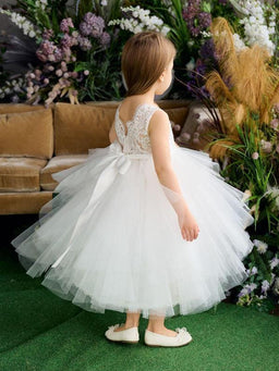 Teter Warm - Teter Warm FS33 Raya- Girl's Flower Girl Dress Off White