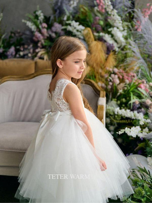 Teter Warm - Teter Warm FS33 Raya- Girl's Flower Girl Dress Off White
