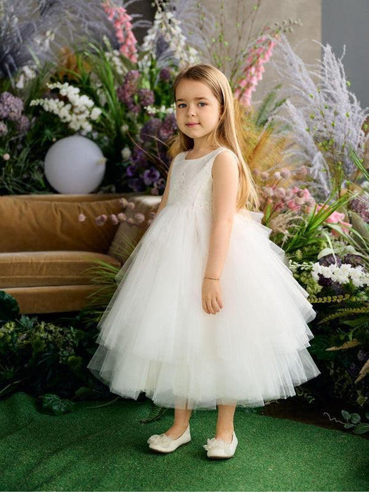 Teter Warm - Teter Warm FS33 Raya- Girl's Flower Girl Dress Off White