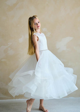 Teter Warm - Teter Warm Girls Communion Off White Dress 918N