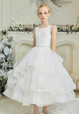Teter Warm - Teter Warm Girls Communion Off White Dress DS03