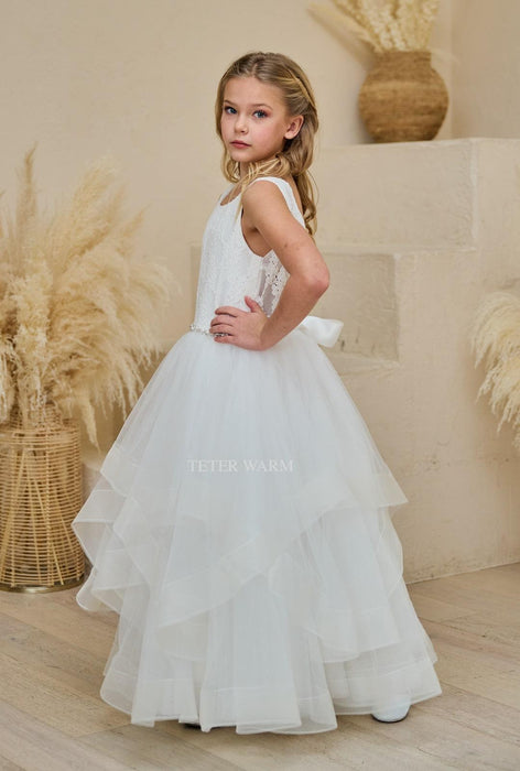 Teter Warm - Teter warm Girls Communion Off White Dress DS10