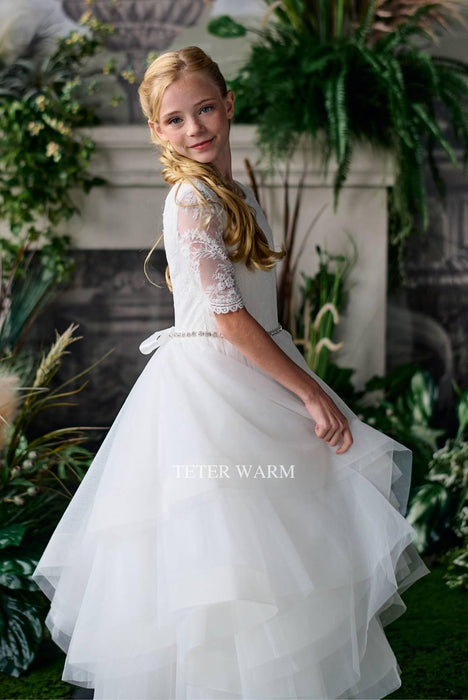 Teter Warm - Teter Warm Girls Communion Off White Dress FR06N