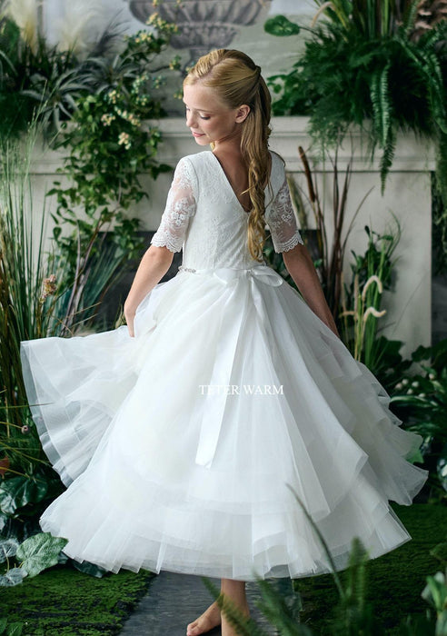Teter Warm - Teter Warm Girls Communion Off White Dress FR06N