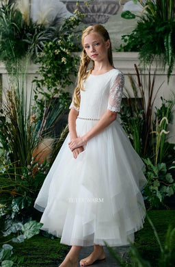 Teter Warm - Teter Warm Girls Communion Off White Dress FR06N