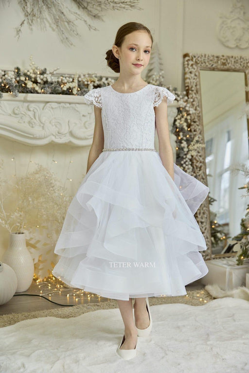Teter Warm - Teter Warm Girls Communion Pure White Dress WDS05T
