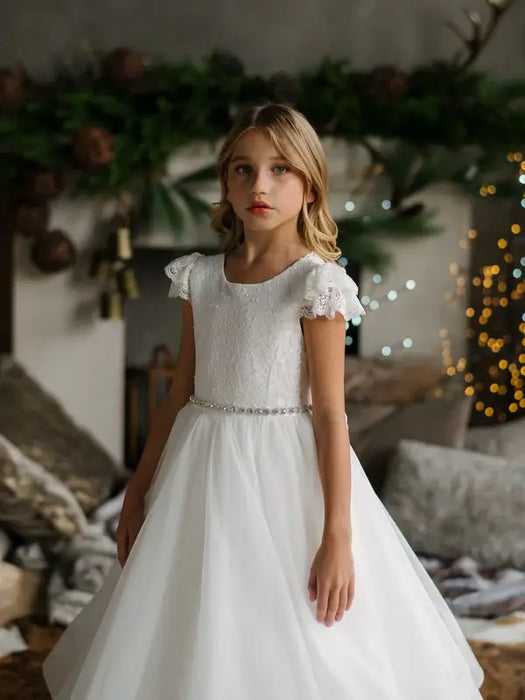 Teter Warm® Thompson Off-White Lace Communion Dress with Horsehair Tulle Skirt SK45