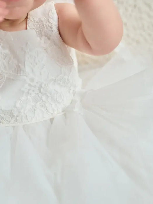 Teter Warm® Walnut Off-White Baby Dress with Lace Bodice and Tulle Skirt M11