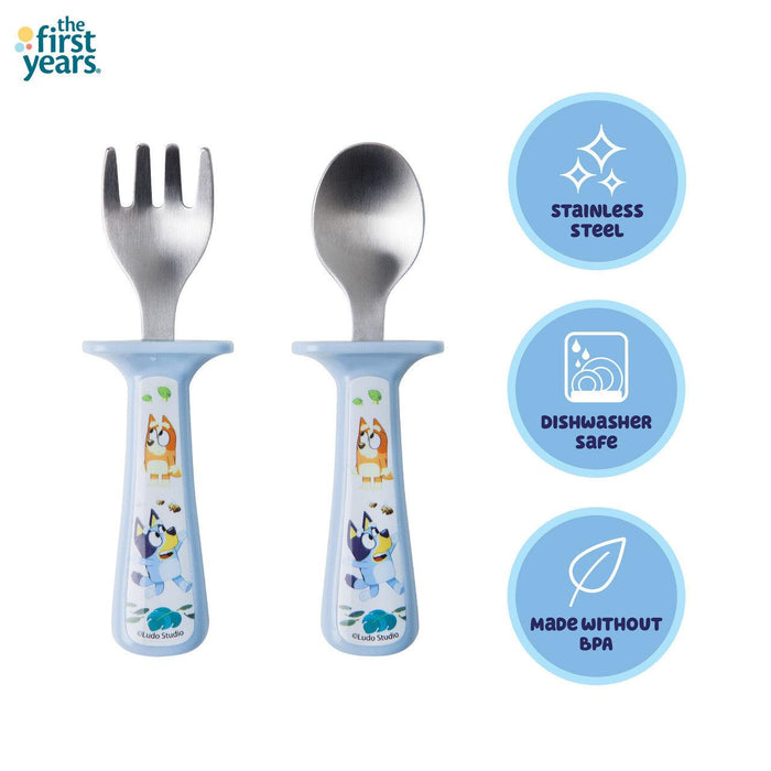 The First Years® - The First Years - Bluey Toddler Fork & Spoon Set with Handle Guards