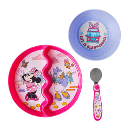The First Years® - The first years Disney Minnie Mouse 3-Piece Mealtime Set | Suction Plate, Bowl & Spoon for Toddlers