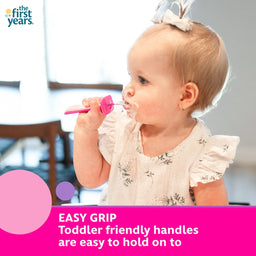 The First Years® - The first years Disney Minnie Mouse Fork & Spoon Set | Toddler-Friendly Utensils with Handle Guards