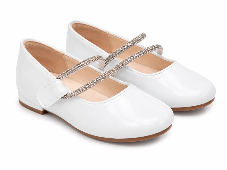 TipTop USA® Girls' Patent Dress Shoes with Rhinestone Double Straps – Style TTS173 | Kids' Sizes 1T–8T