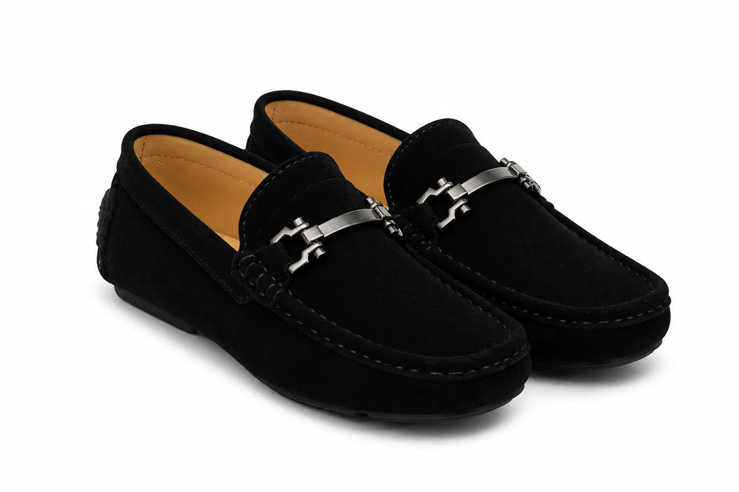 Tip Top Usa® Boys Black Velvet Dress Loafers Formal Slip-On Shoes Size 5-8