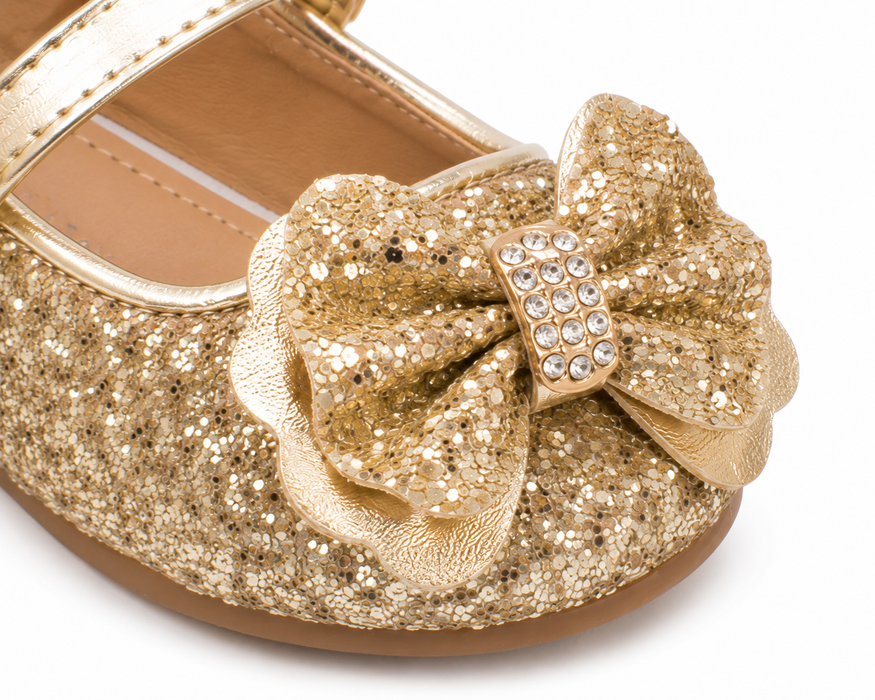 TipTop USA® Baby Girls Glitter Bow Mary Jane Dress Shoes | Style TTS173 | Baby Sizes 1-8