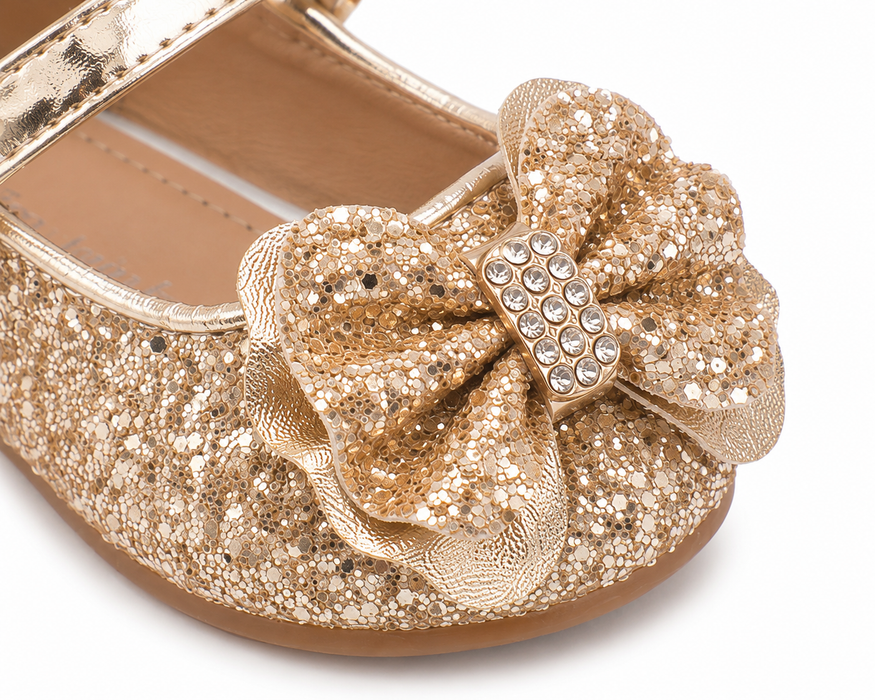 TipTop USA® Baby Girls Glitter Bow Mary Jane Dress Shoes | Style TTS173 | Baby Sizes 1-8
