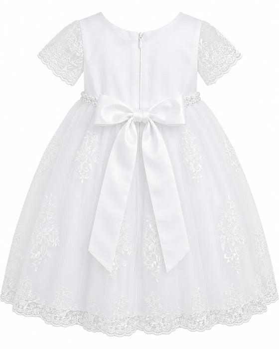 TipTop USA® Baby Girls' Embroidered Lace Christening Dress & Bonnet Set, Style TT2405, Sizes 6M-24M