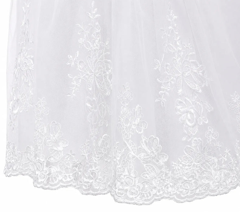 TipTop USA® Baby Girls' Embroidered Lace Christening Dress & Bonnet Set, Style TT2405, Sizes 6M-24M