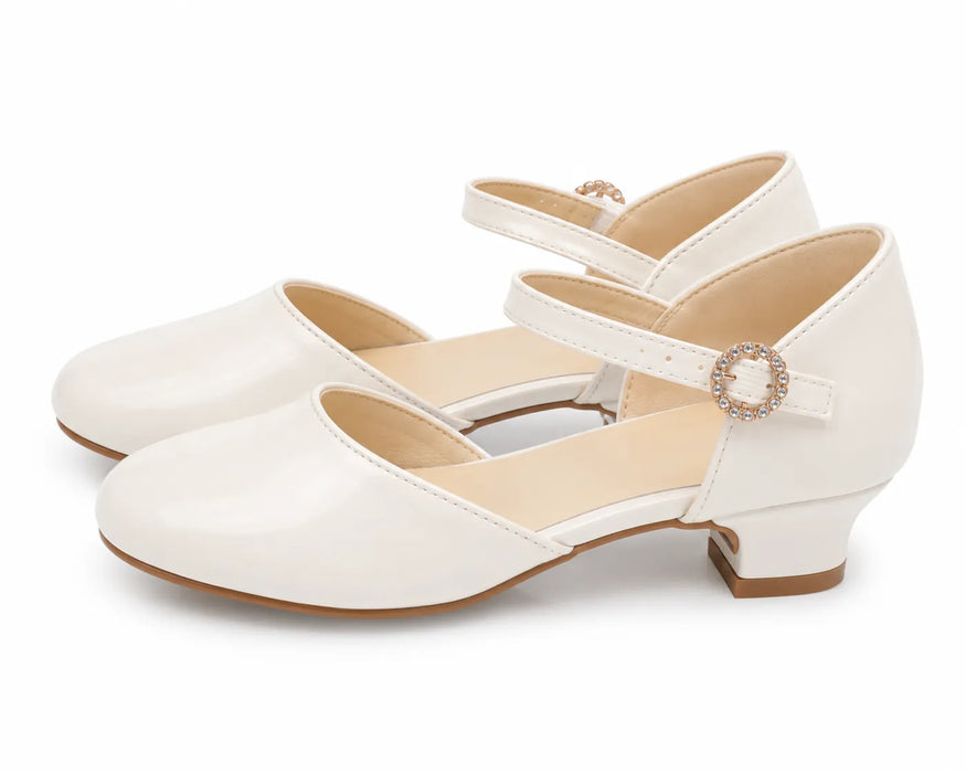 TipTop USA® Girls Dress Shoes with Rhinestone Buckle- Style TTS150, Baby sizes 12-1  & kid sizes 2-8