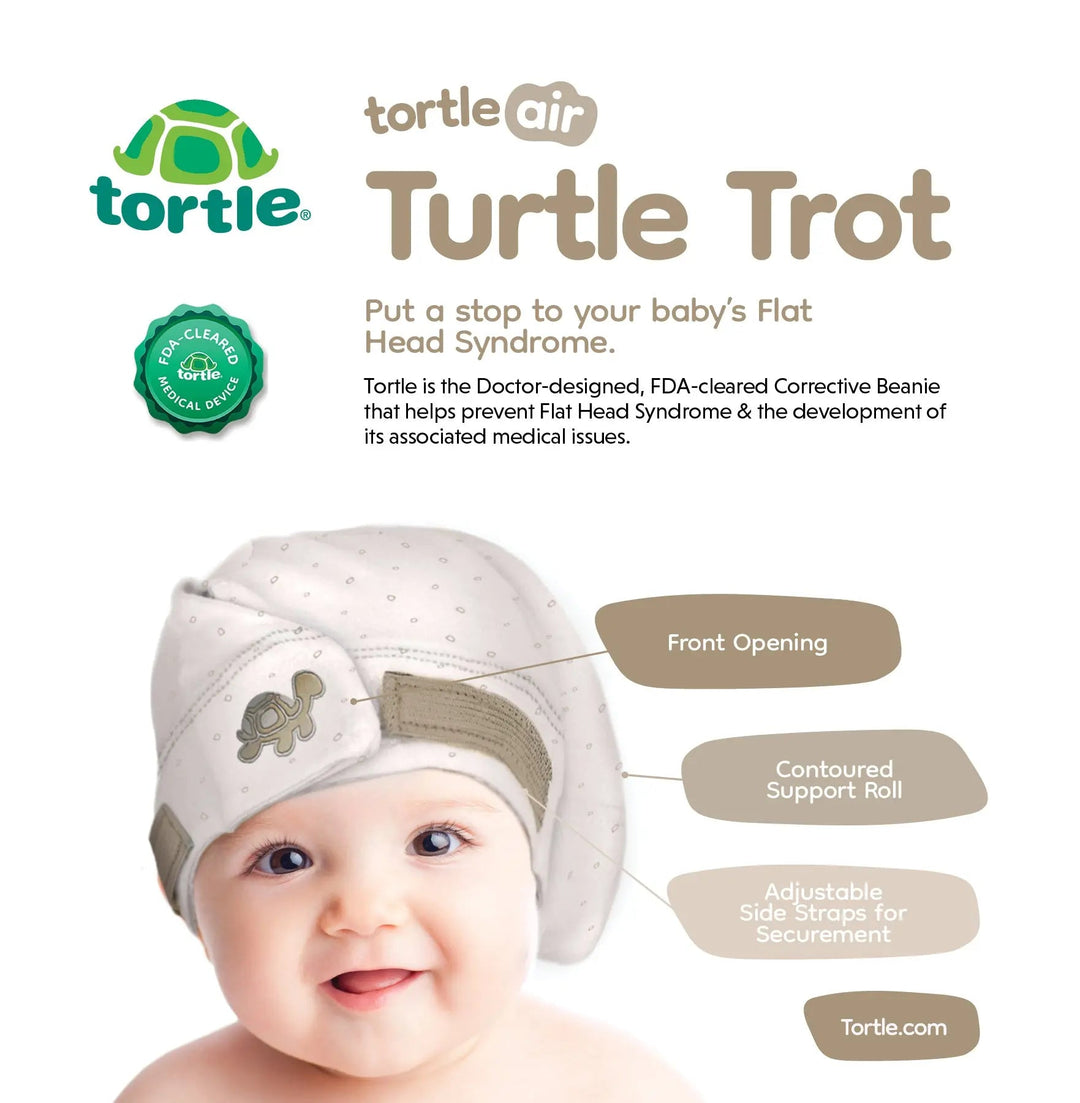 Tortle Air Turtle Trot beanie feature callouts for flat head prevention