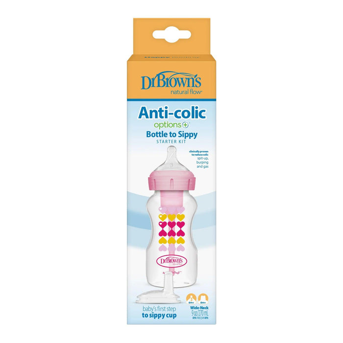 Dr. Brown's Natural Flow Anti-Colic Options+ Wide-Neck Sippy Bottle Starter Kit  9oz. - 1 Bottle