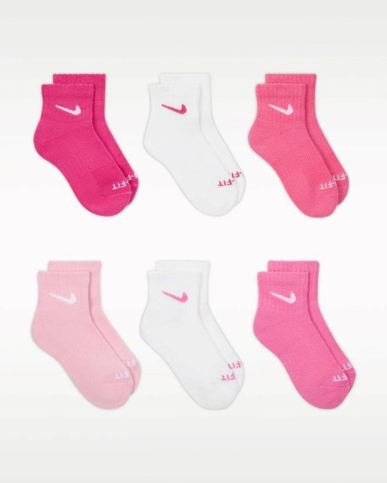 Nike Kids Dri-Fit Basic Ankle Socks Vivid Pink (6 Pack) - 5/7Y