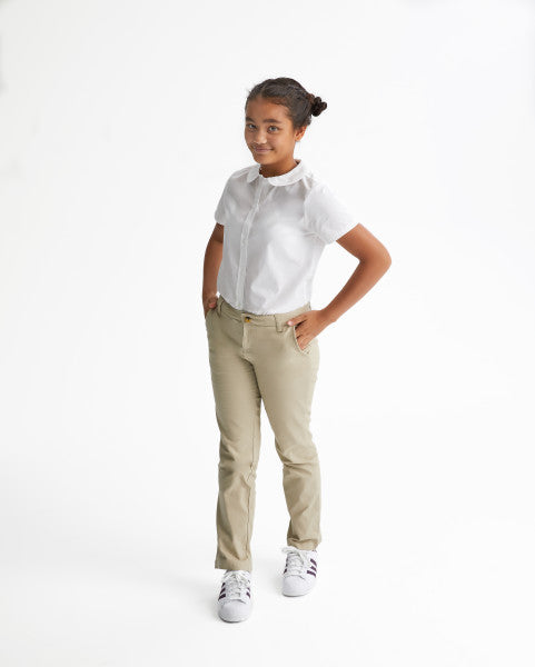 Chemisier d'uniforme scolaire à col Peter Pan manches courtes pour filles - Blanc - SE9383