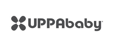 UPPAbaby logo in black text with stylized flower icon on white background