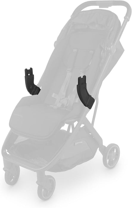 UPPAbaby MINU V3 adapter for MESA shown attached to stroller frame in close-up view.